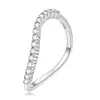Inel din argint Curved White Crystals picture - 1
