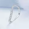 Inel din argint Curved White Crystals picture - 4