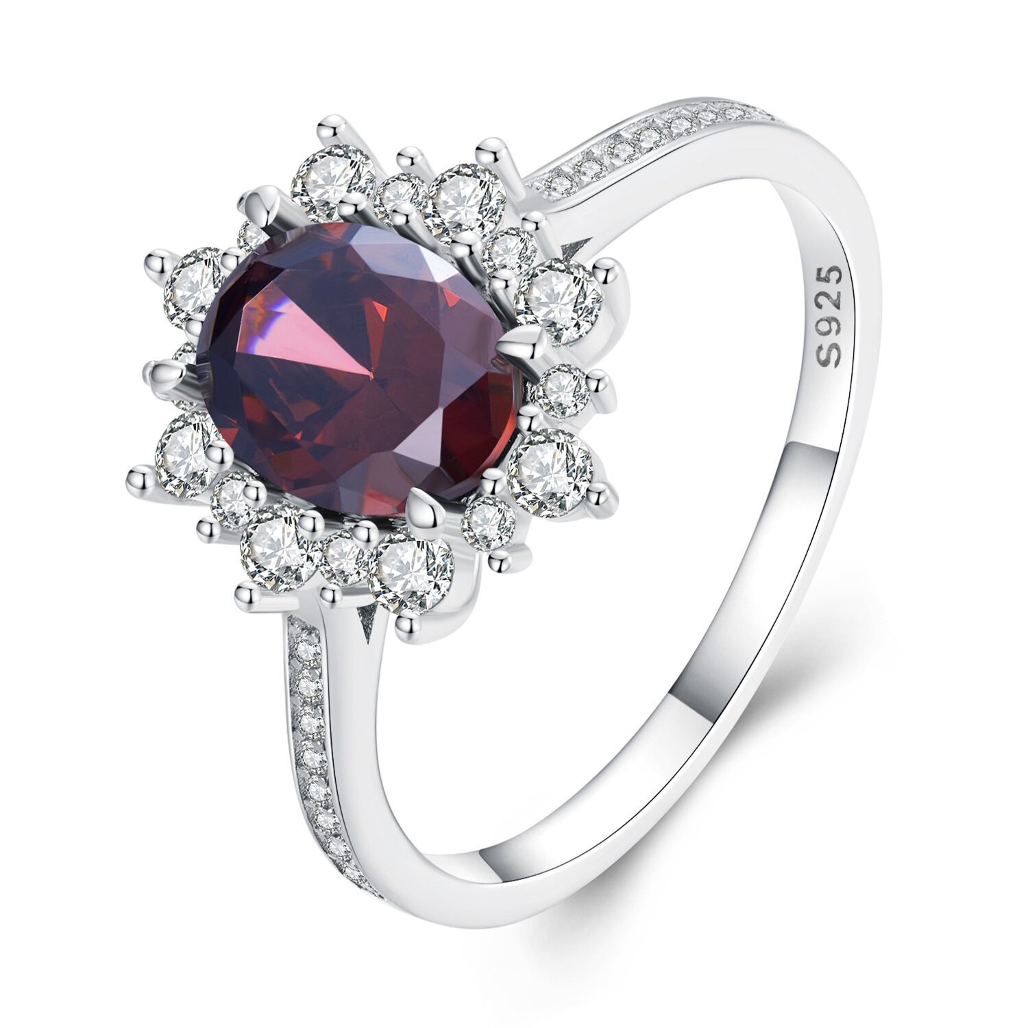 Inel din argint elegant red crystal