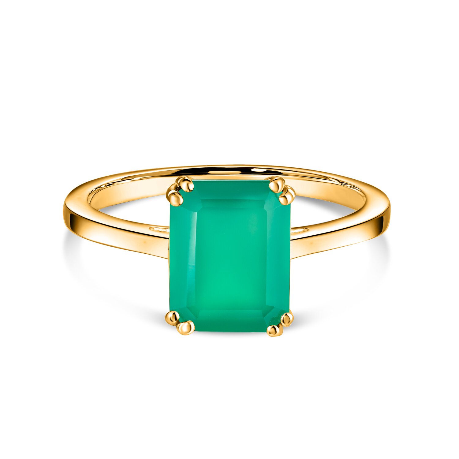 Inel din argint Golden Rectangle Green Onix Elegance
