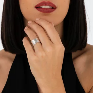 Inel din argint Hammered Band