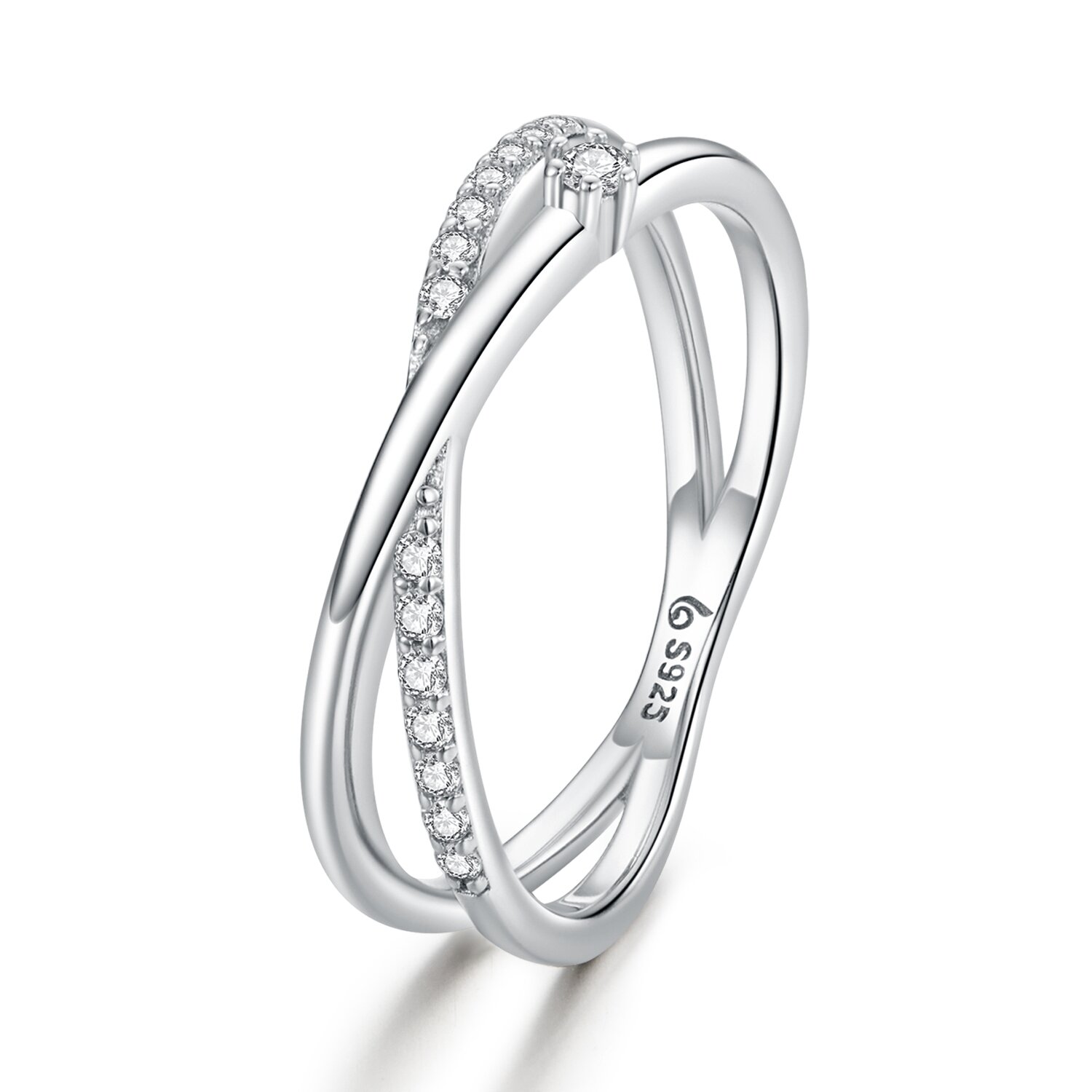 Inel din argint Intersected Shiny Bands argint