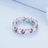Inel din argint Pink Hearts Crystals