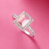 Inel din argint Pink Rectangle Crystal picture - 3