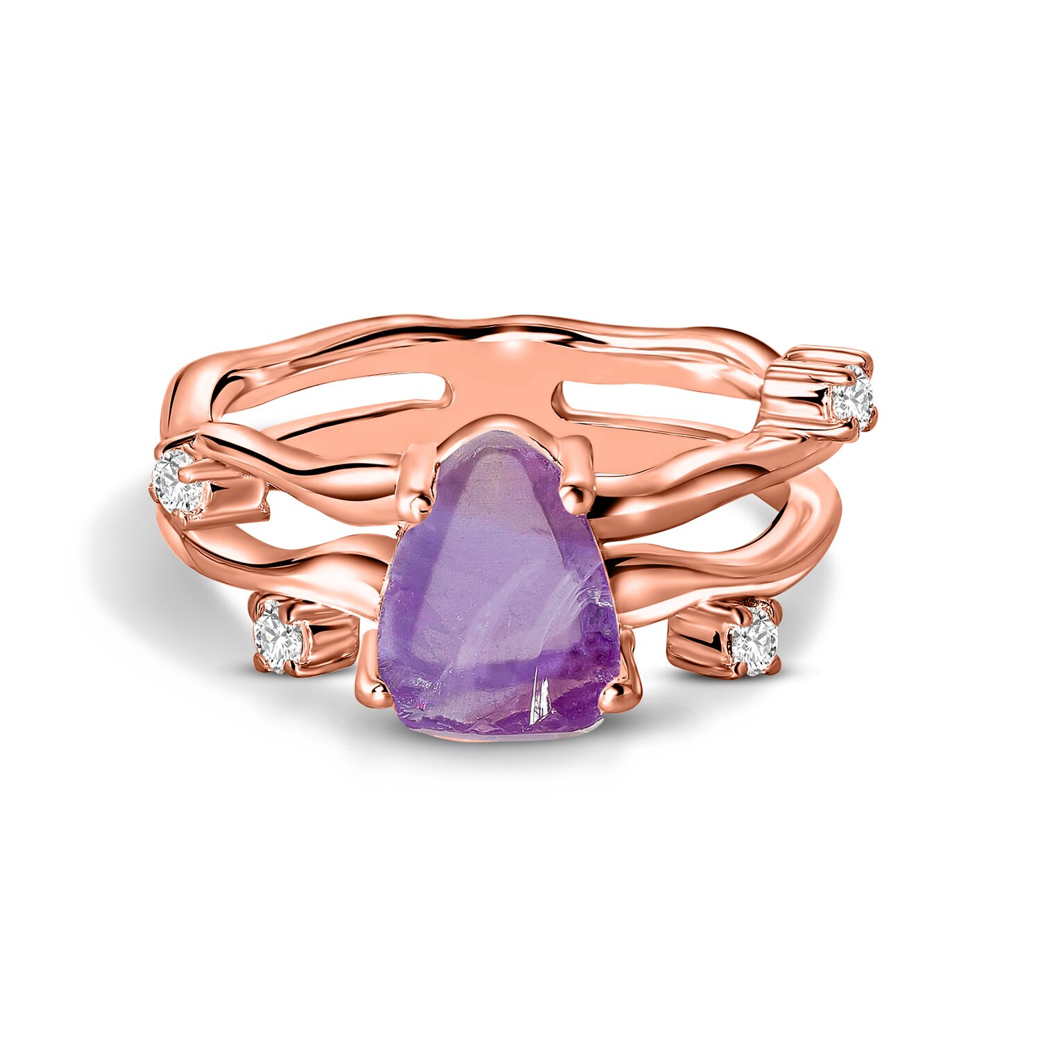 Inel din argint Rose Gold Amethyst Twilight