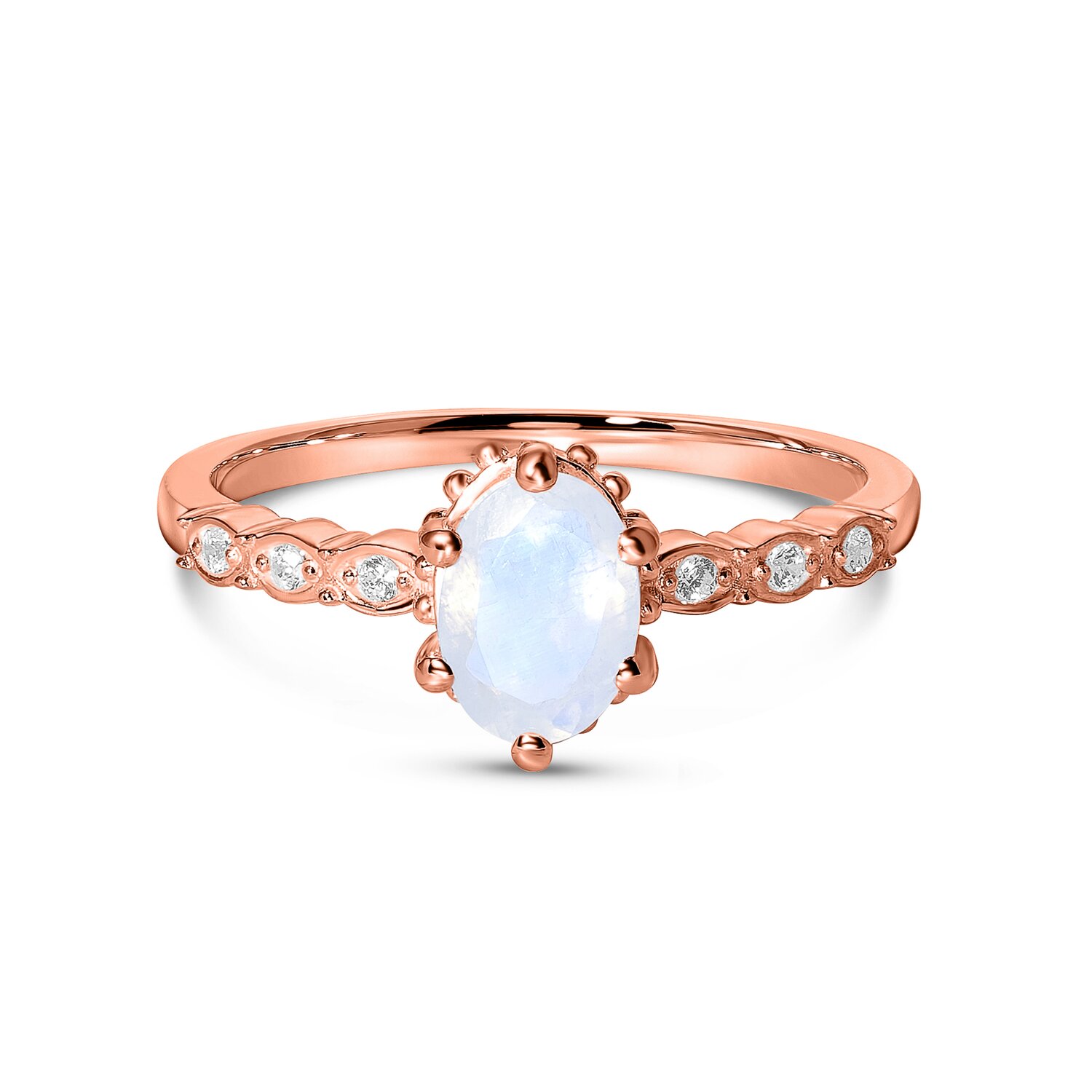 Inel din argint Rose Gold Royal Moonstone