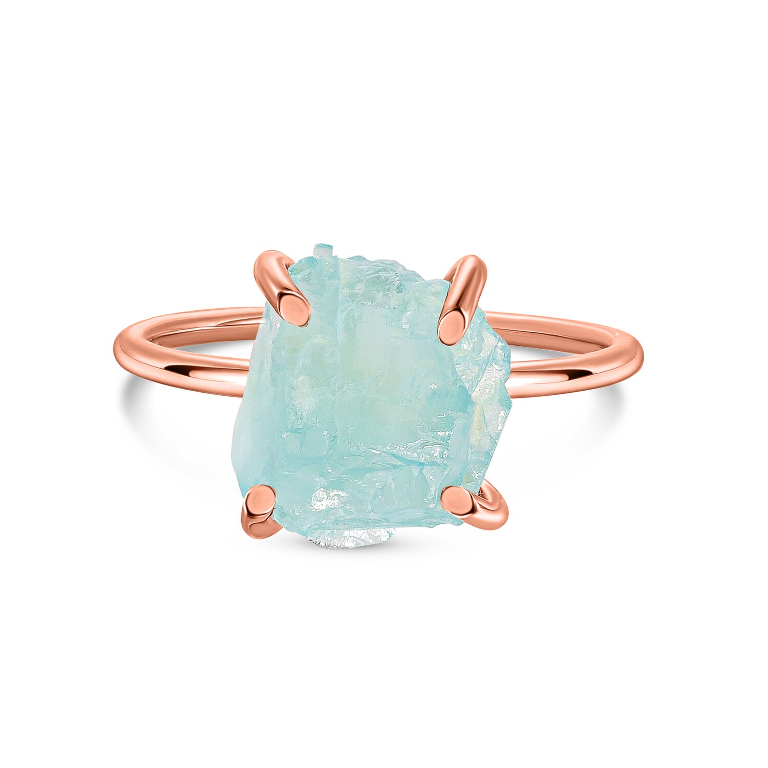 Inel din argint Rose Gold Simple Aquamarine