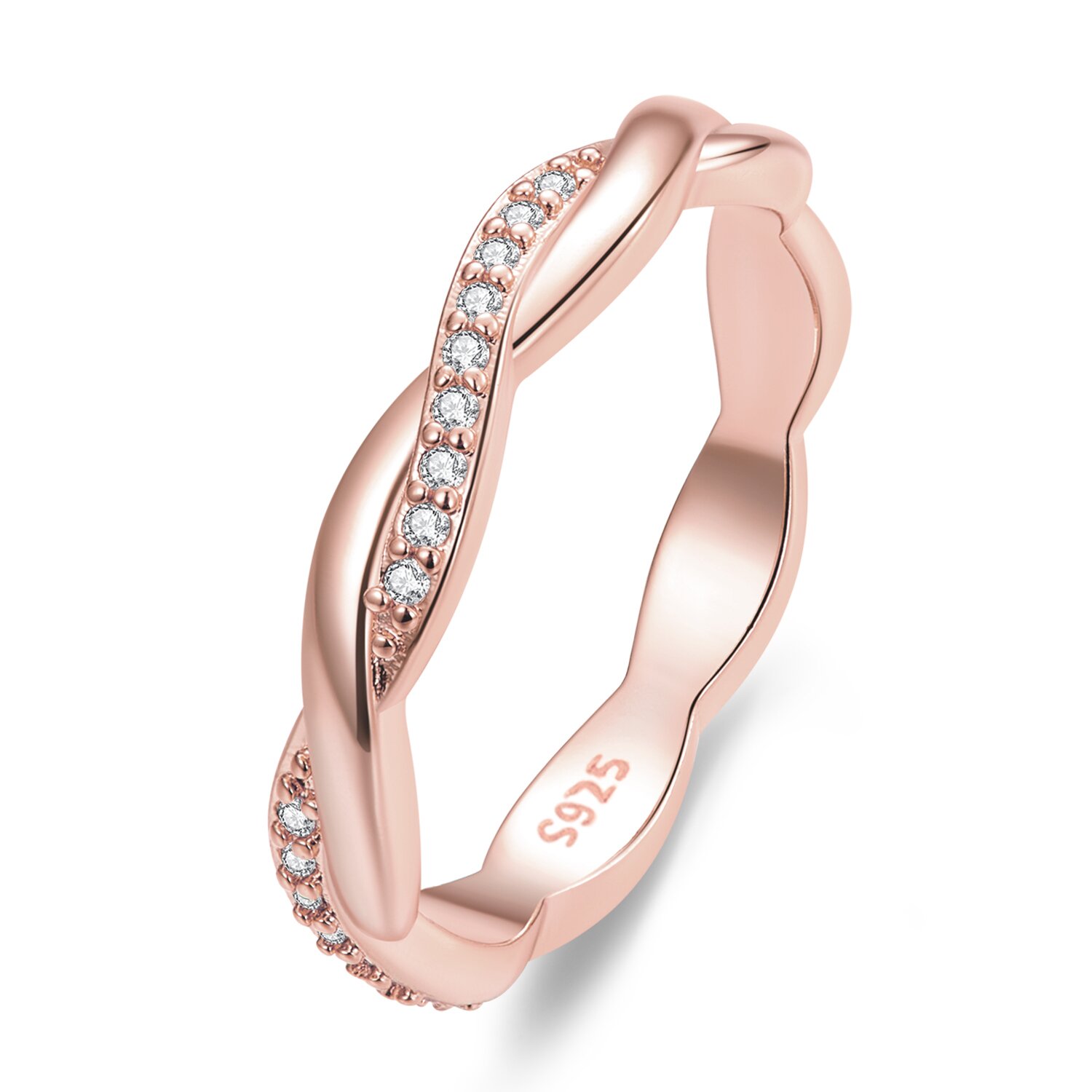 Inel din argint rose gold twisted rope
