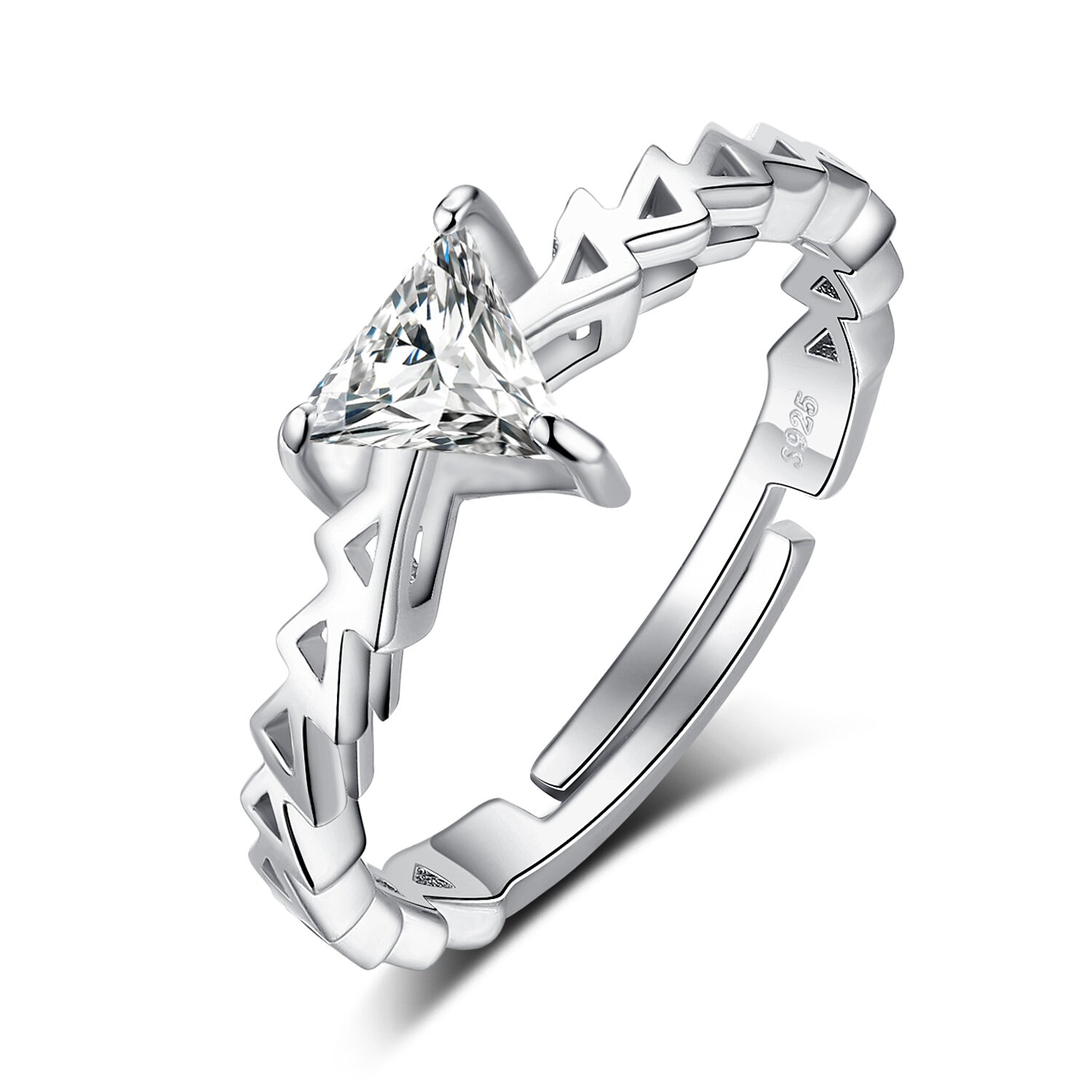 Inel reglabil de argint crystal triangle