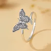 Inel reglabil din argint Black and White Butterfly picture - 2