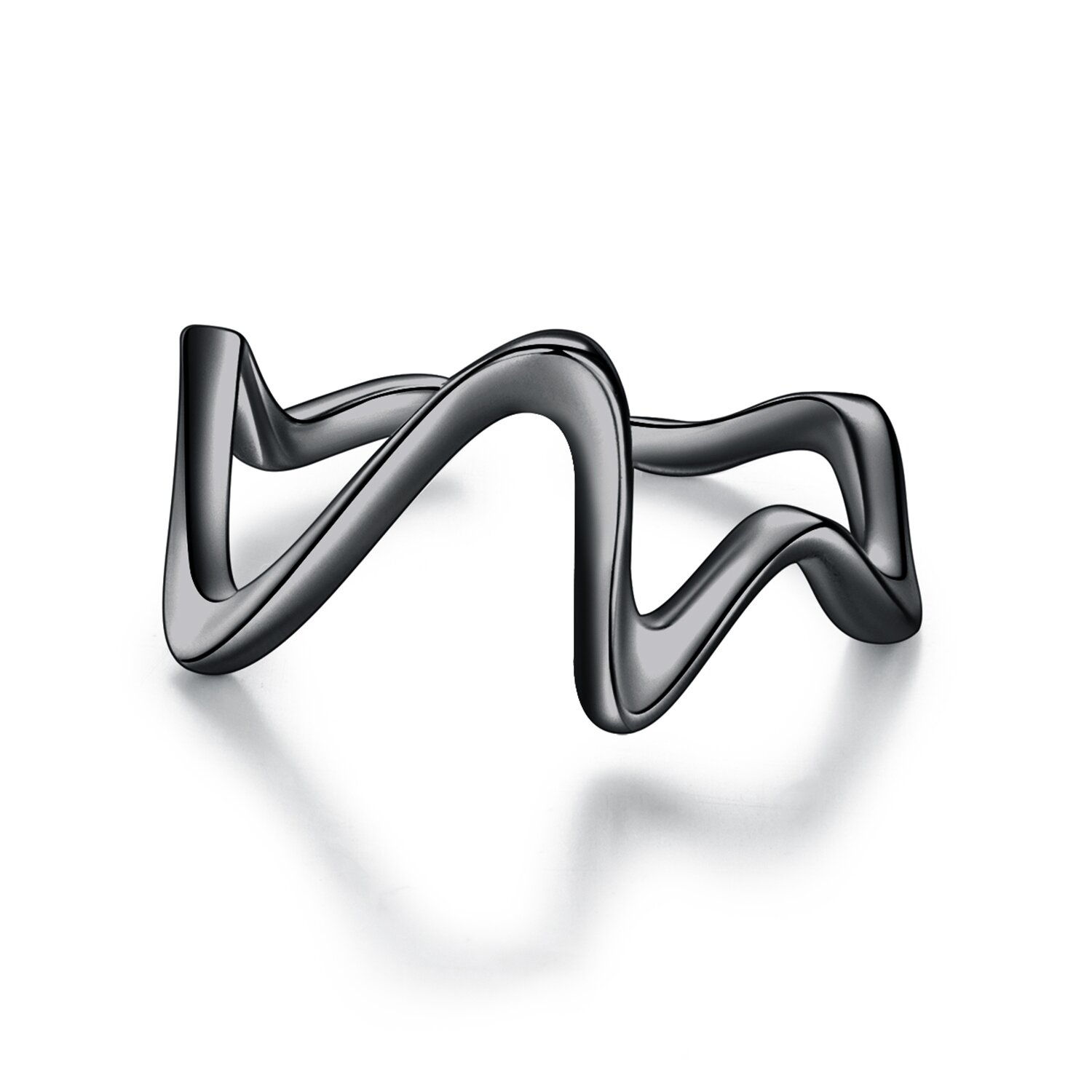 Inel reglabil din argint black curve