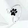 Inel reglabil din argint Black Paw & Heart picture - 3