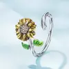 Inel reglabil din argint Blooming Sunflower picture - 5
