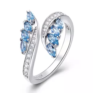 Inel reglabil din argint Blue Drops Ring