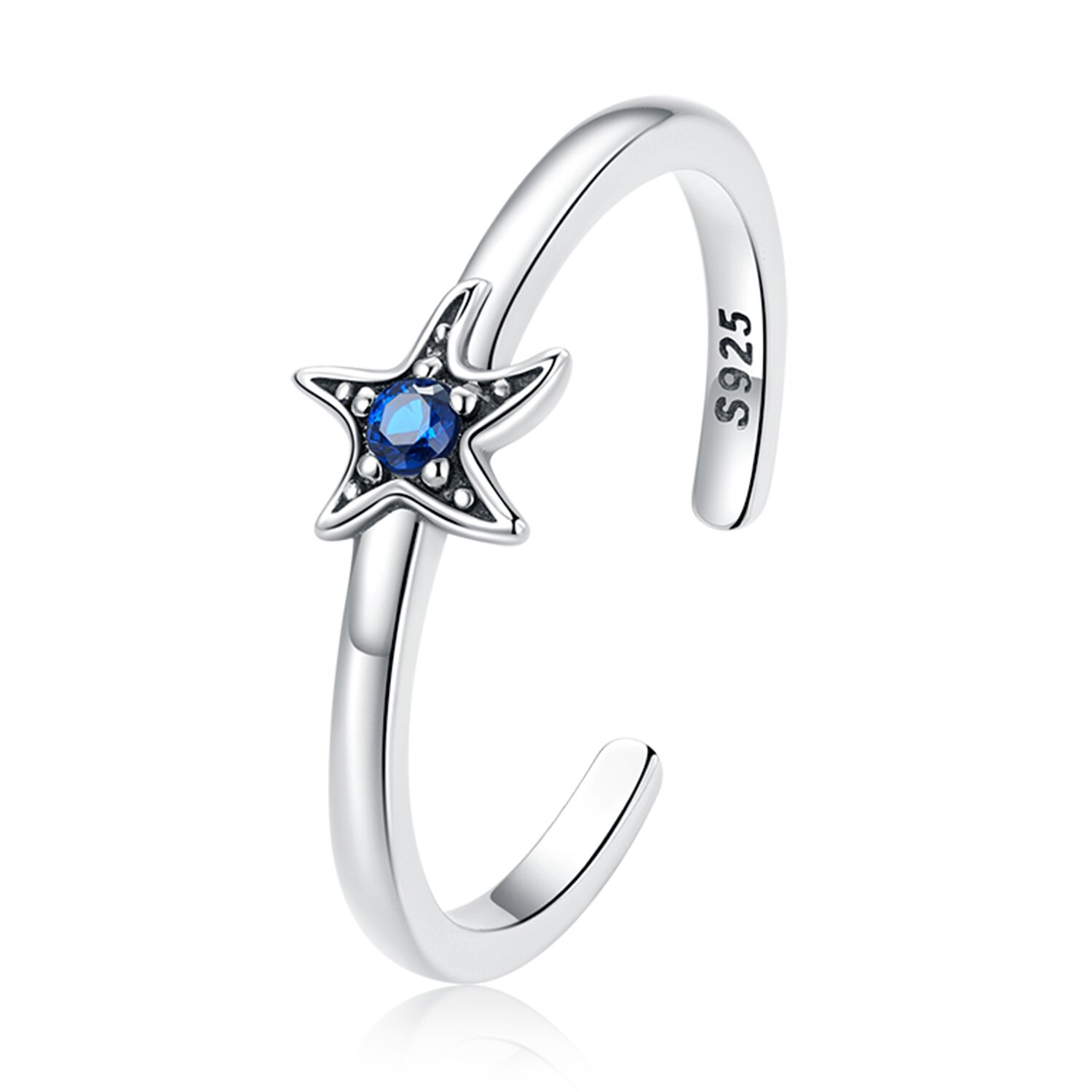 Inel reglabil din argint blue starfish