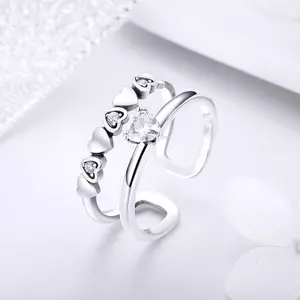Inel reglabil din argint Double Glamour Hearts