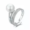 Inel reglabil din argint Elegant White Pearl