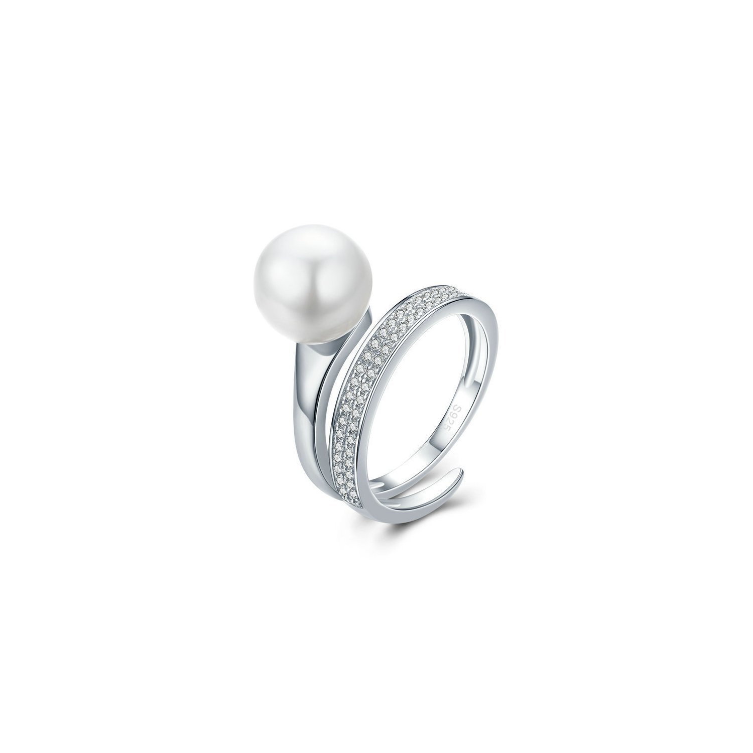 Inel reglabil din argint Elegant White Pearl image5