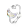 Inel reglabil din argint Misterious Moon and Star picture - 1