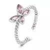 Inel reglabil din argint Pink Crystal Butterfly picture - 1