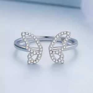 Inel reglabil din argint Silver Crystal Butterfly