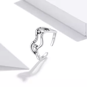 Inel reglabil din argint Silver Crystals Waves