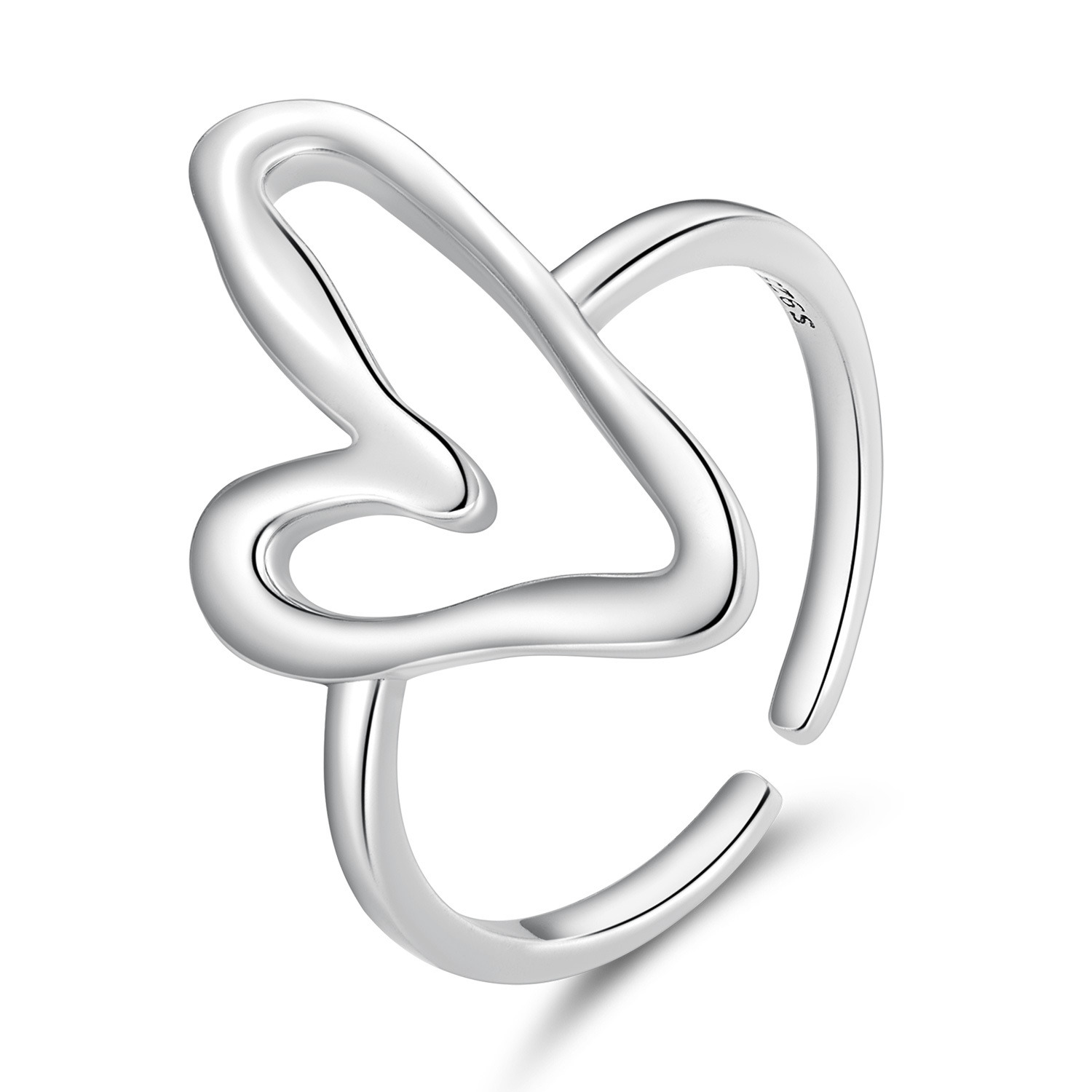 Inel reglabil din argint Silver Drawn Heart image4