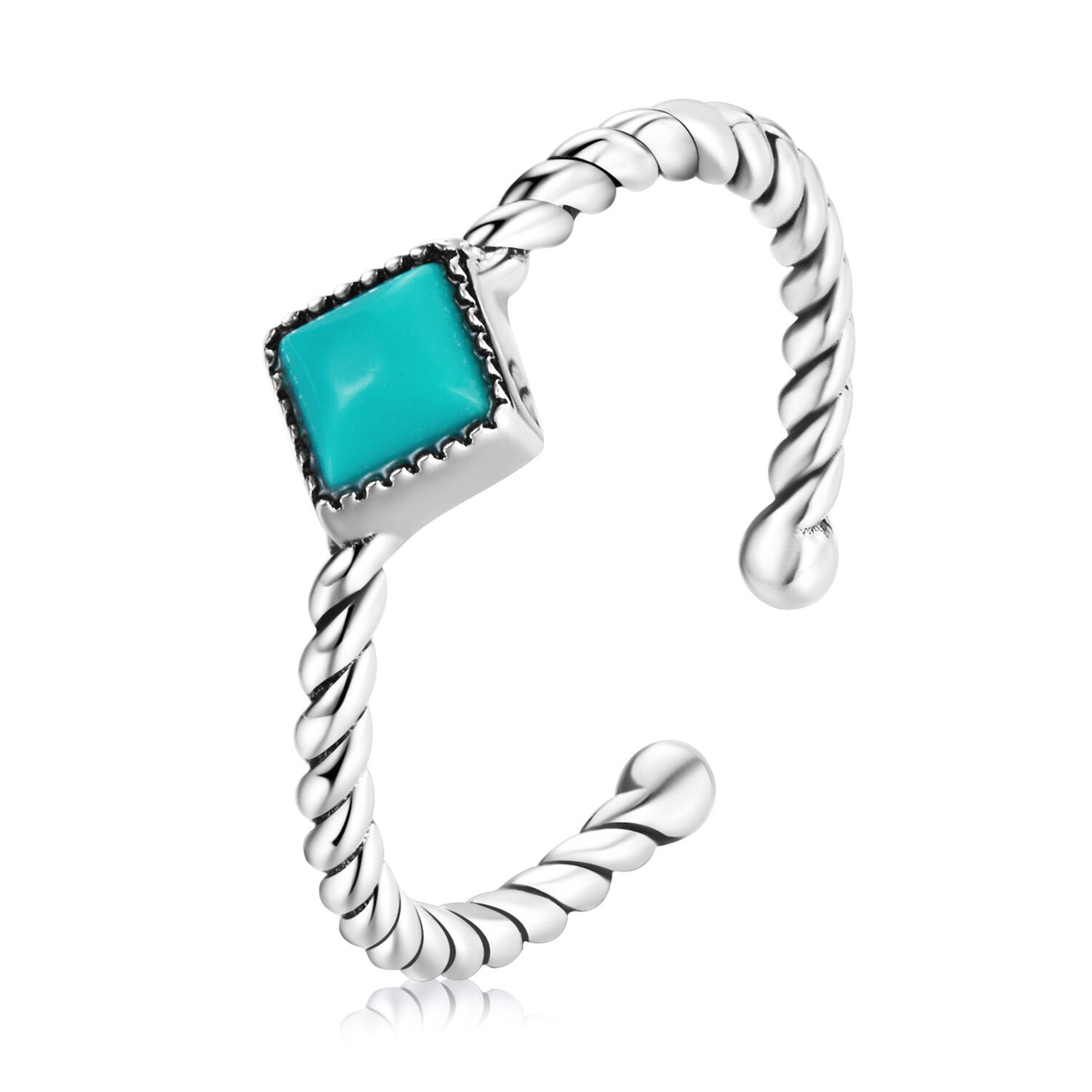 Inel reglabil din argint twisted teal