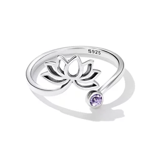 Inel reglabil din argint Water Lily Flower