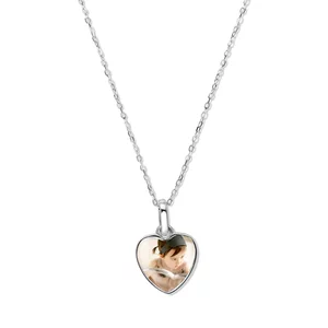 Pandantiv din argint Custom Photo Crystal Pink Heart