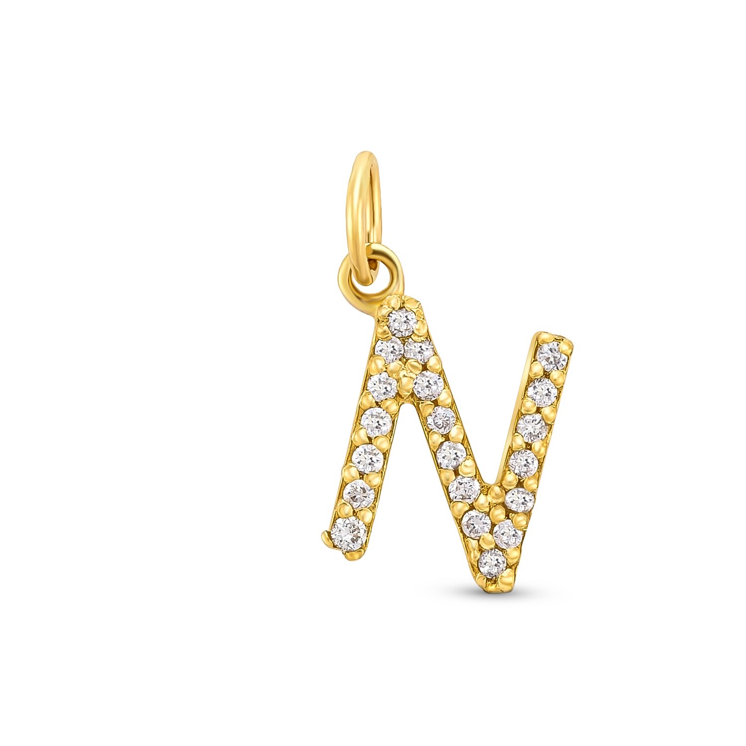 Pandantiv din aur 14K Letter N with diamonds