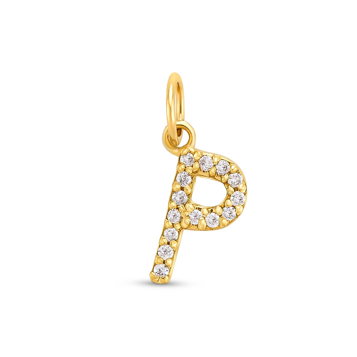 Pandantiv din aur 14K Letter P with diamonds