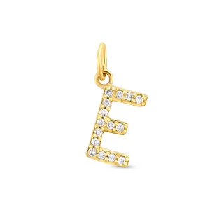 Pandantiv din aur 14K Litera E cu diamante