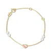 Bratara din aur 14K pentru copii Striped Heart and Pearls picture - 1