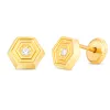 Cercei din aur 14K 3D Hexagon and Crystals picture - 1