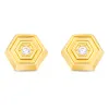 Cercei din aur 14K 3D Hexagon and Crystals picture - 2
