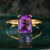 Inel din argint Golden Rectangle Amethyst Elegance picture - 4