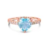 Inel din argint Rose Gold Blue Topaz Heart picture - 1