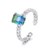 Inel reglabil din argint Big Duo Crystal picture - 1