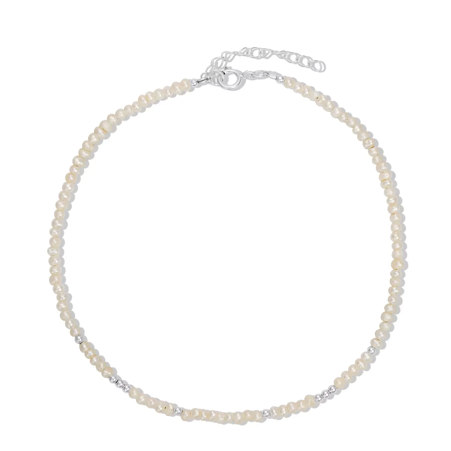 Bratara de glezna din argint Mini Pearls