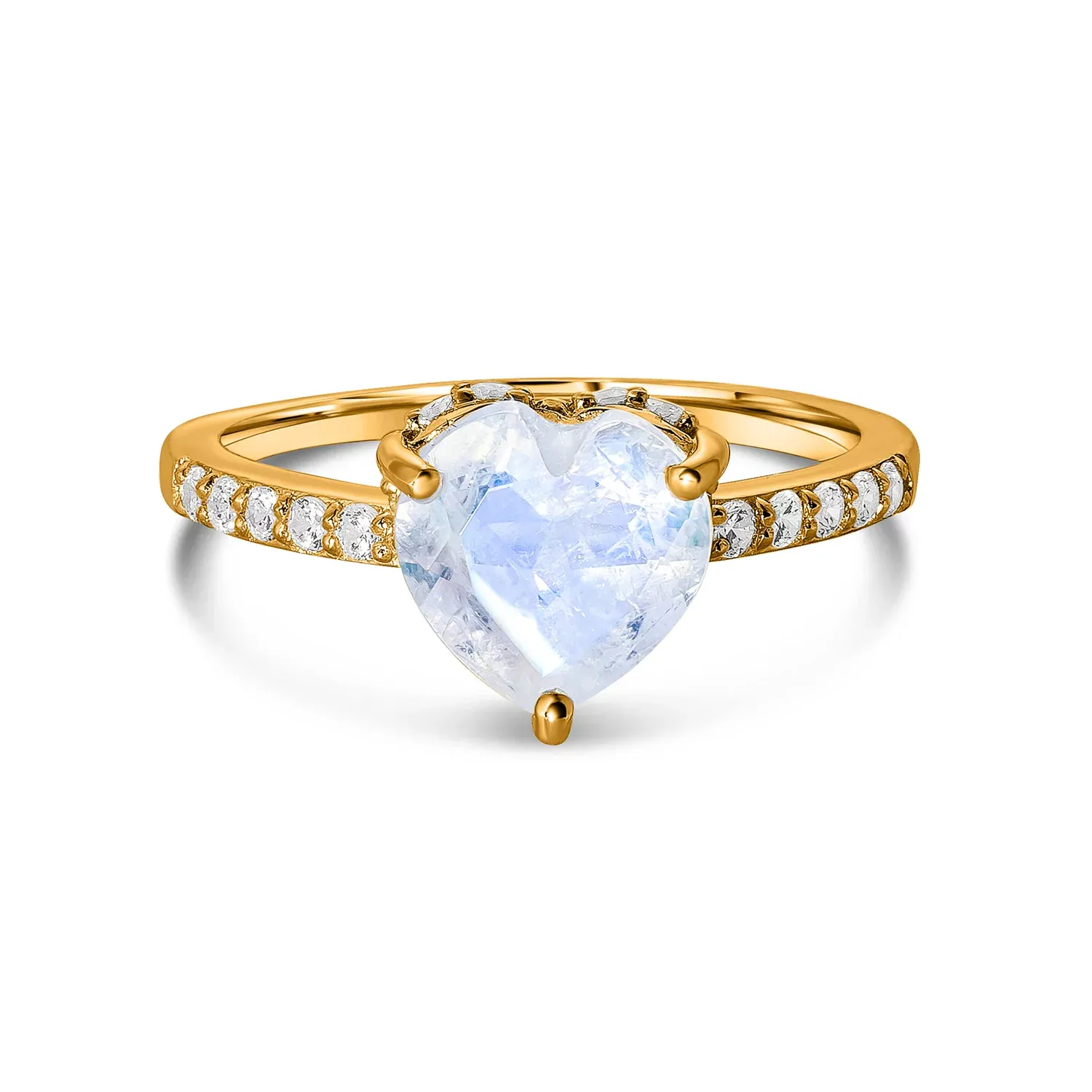 Inel din argint Golden Moonstone Heart