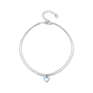 Bratara de glezna din argint  Double Chain Heart