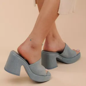 Bratara de glezna din argint Light Sky Blue Stars