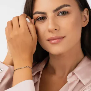 Bratara din argint cu snur Black Beads