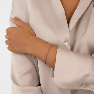 Bratara din argint cu snur Red Beads