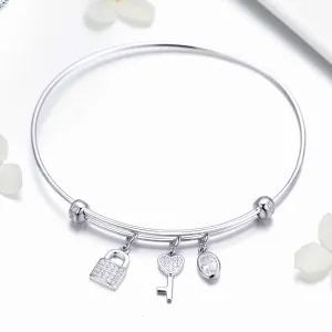 Bratara din argint Lock and Key Bangle