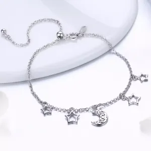Bratara din argint Moon and Stars Chain