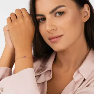 Bratara din argint Rose Gold Pink Heart