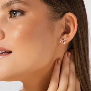 Cercei din argint Beautiful Butterfly Rose Gold