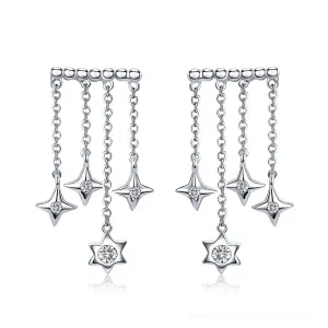 Cercei din argint Dropping Stars